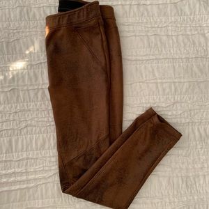 Free people brown pleather leggings. Like new.